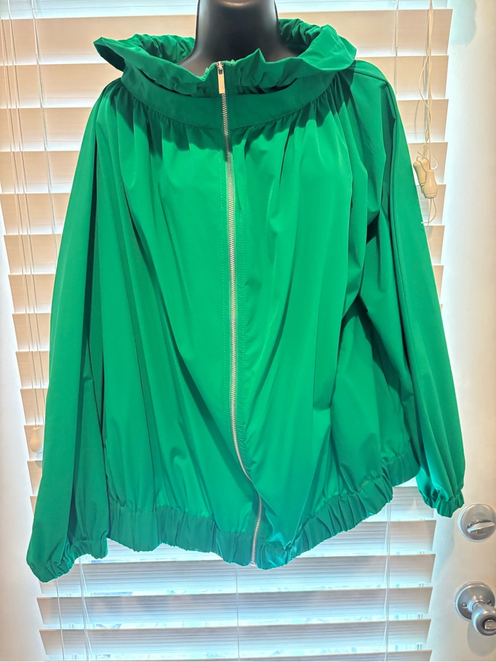 Women's Emerald Ruffle-Neck Bomber Jacket